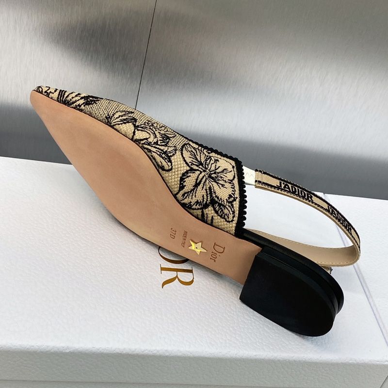 J'Adior Slingback Pumps Women Toile de Jouy Voyage Motif Canvas Beige - Image 7