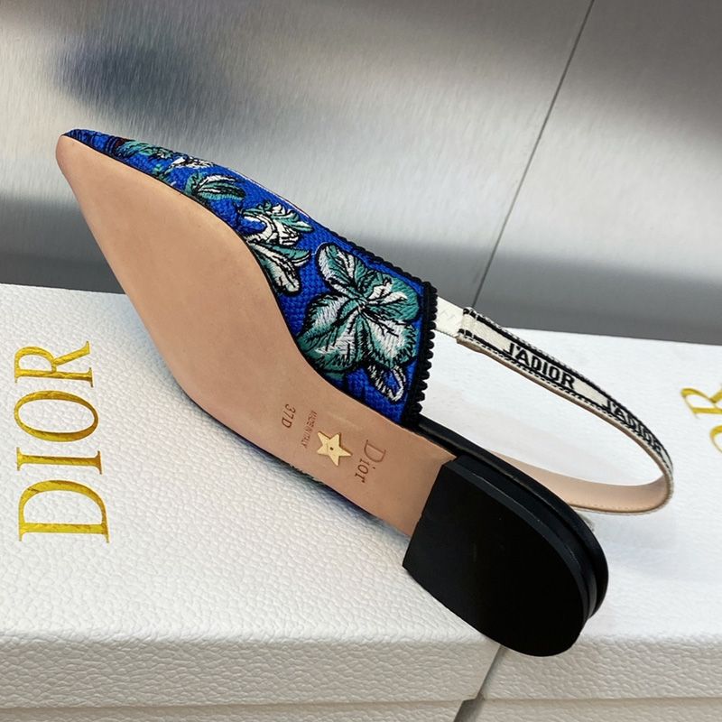 J'Adior Slingback Pumps Women Toile de Jouy Voyage Motif Canvas Blue/Green - Image 7