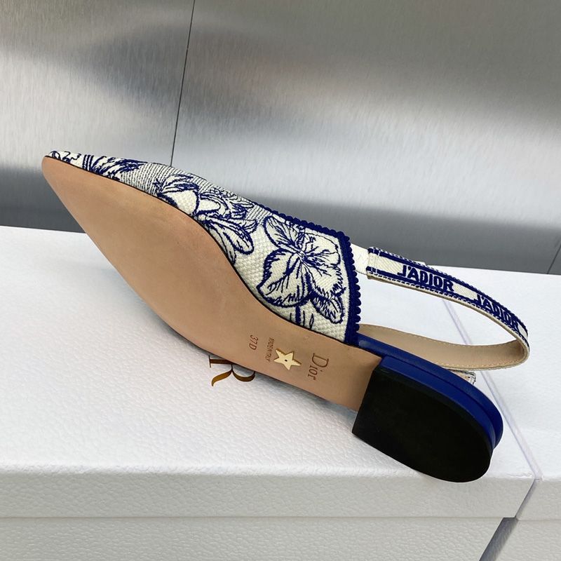 J'Adior Slingback Pumps Women Toile de Jouy Voyage Motif Canvas Bright Blue - Image 7
