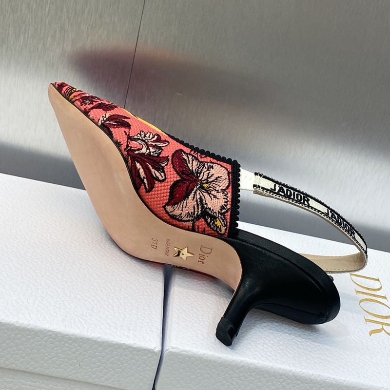 J'Adior Slingback Pumps Women Toile de Jouy Voyage Motif Canvas Pink - Image 5