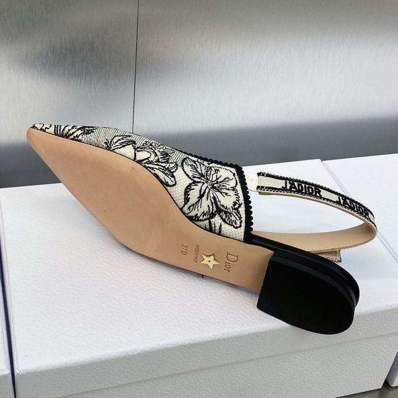 J'Adior Slingback Pumps Women Toile de Jouy Voyage Motif Canvas White - Image 7