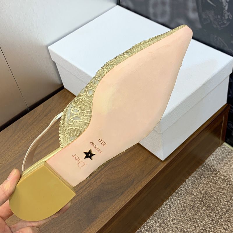 J'Adior Slingback Pumps Women D-Lace Butterfly Motif Macrame Gold - Image 7