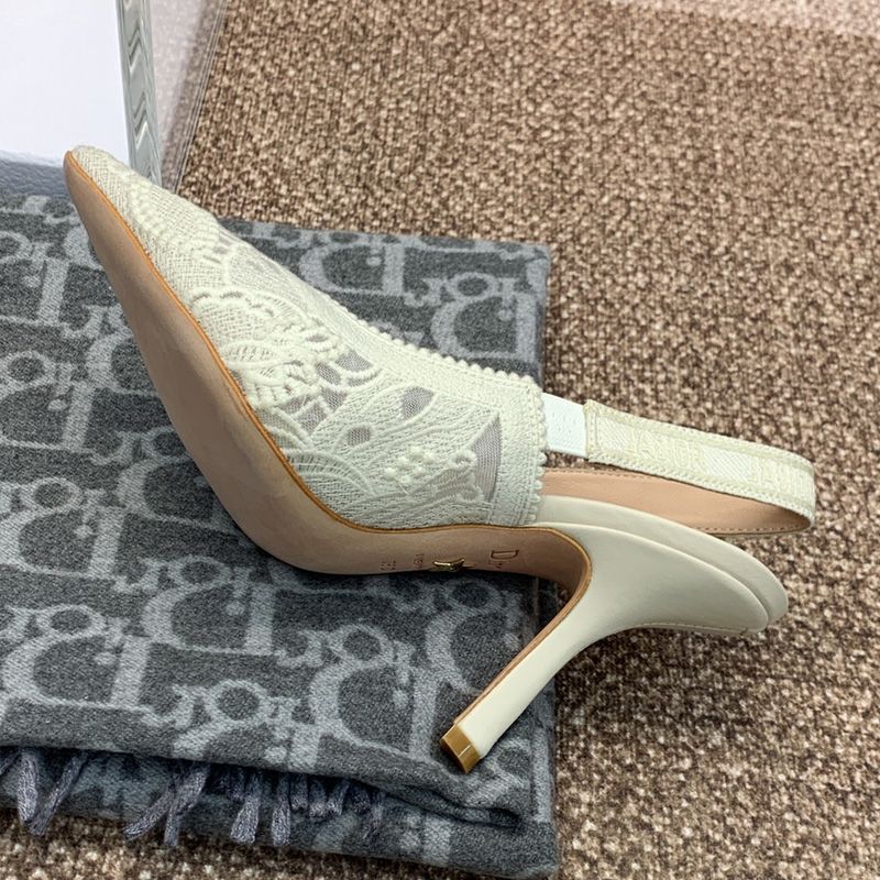J'Adior Slingback Pumps Women D-Lace Butterfly Motif Macrame White - Image 2