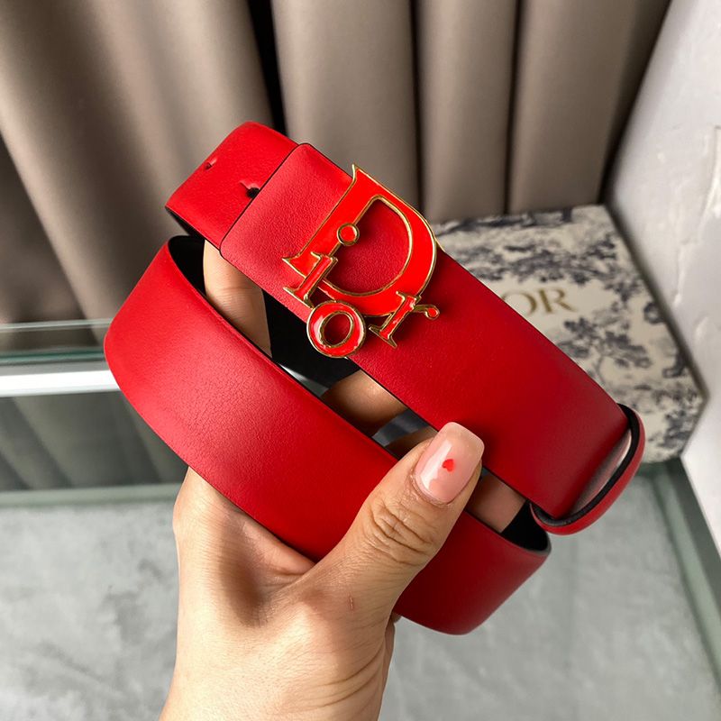 Lady Dior Belt Enameled Calfskin Red - Image 2