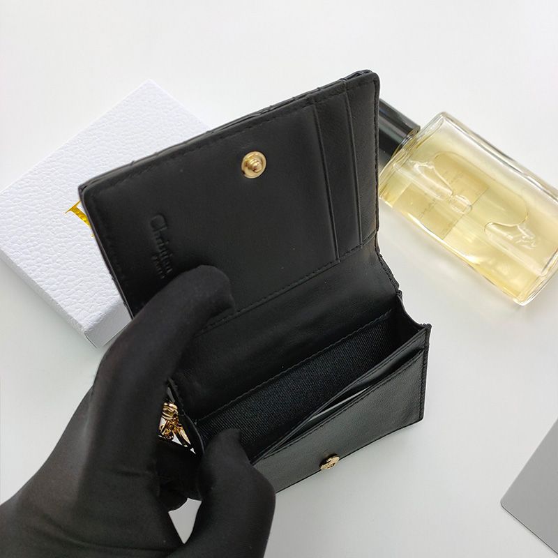 Lady Dior Flap Card Holder Patent Cannage Calfskin Black - Image 4