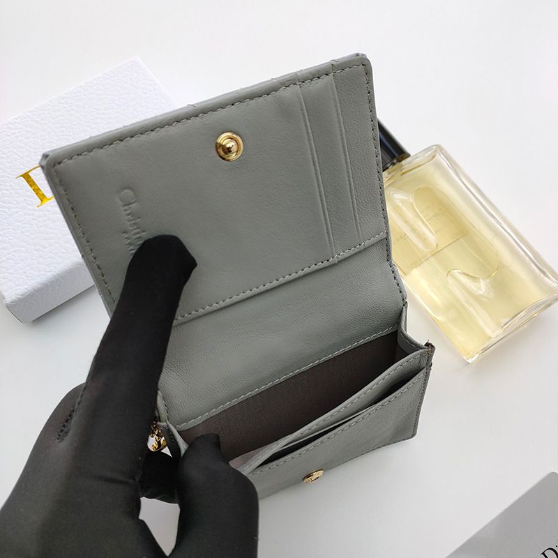 Lady Dior Flap Card Holder Patent Cannage Calfskin Grey - Image 4