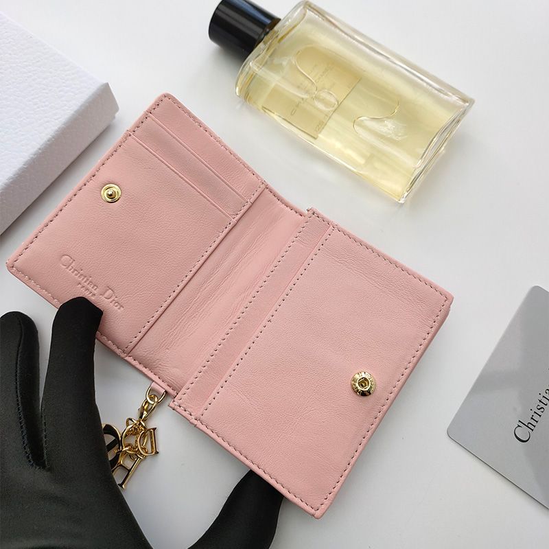 Lady Dior Flap Card Holder Patent Cannage Calfskin Pink - Image 3