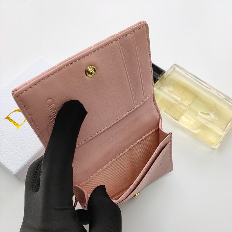 Lady Dior Flap Card Holder Patent Cannage Calfskin Pink - Image 4