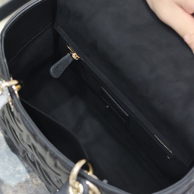 Medium Lady Dior Bag In Graphic Cannage Calfskin Black - Image 5