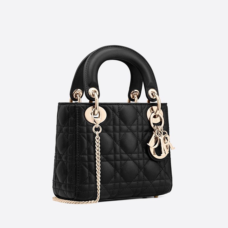 Mini Lady Dior Bag In Cannage Lambskin Black - Image 2