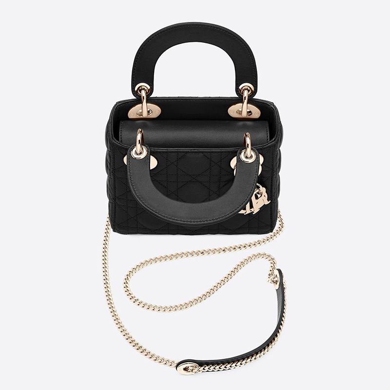 Mini Lady Dior Bag In Cannage Lambskin Black - Image 3