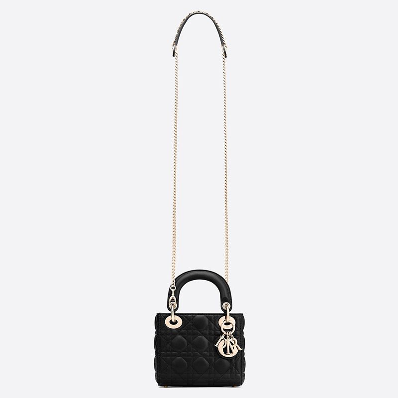 Mini Lady Dior Bag In Cannage Lambskin Black - Image 4