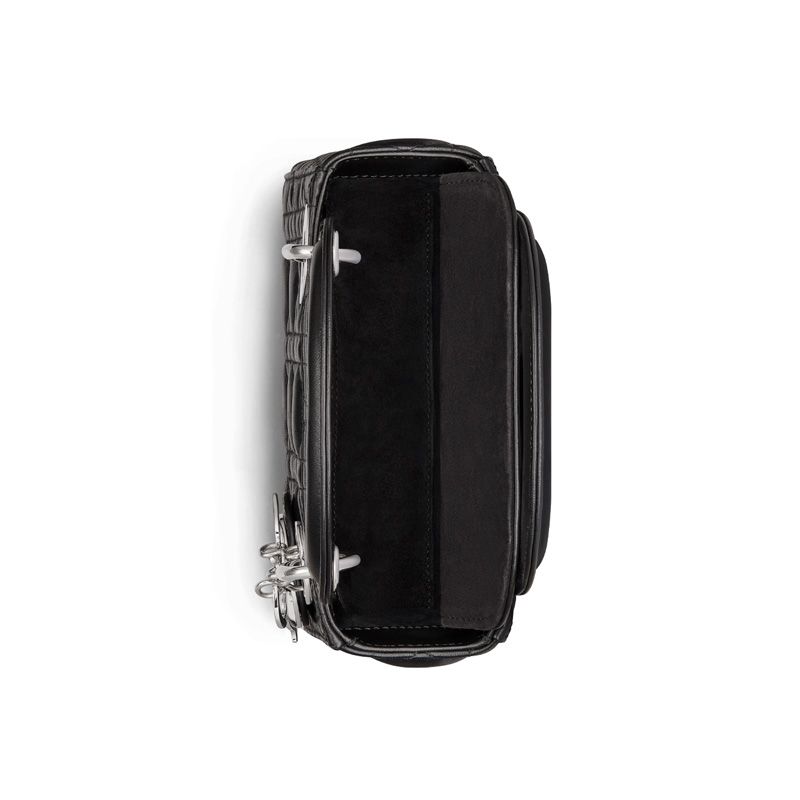 Mini Lady Dior Bag In Cannage Lambskin Black/Silver - Image 4