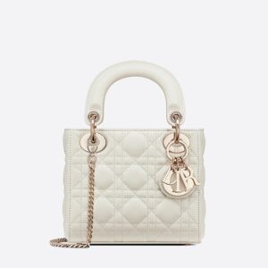 Mini Lady Dior Bag In Cannage Lambskin White