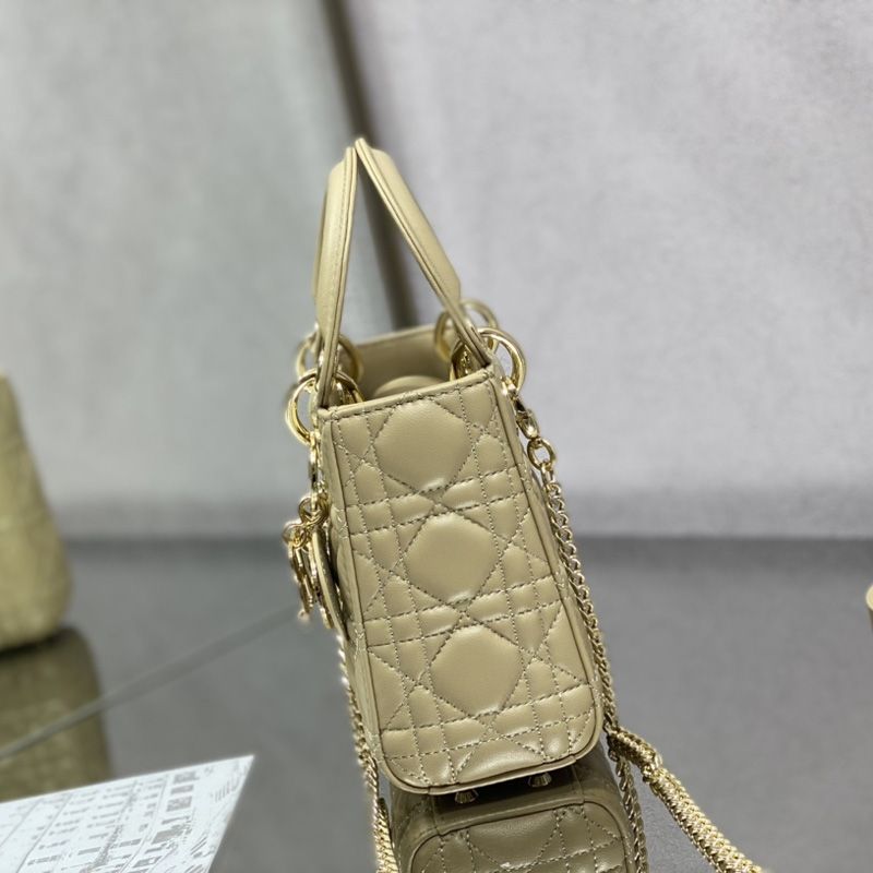 Mini Lady Dior Bag In Enamel Cannage Lambskin Apricot - Image 3