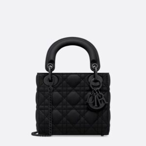 Mini Lady Dior Bag In Ultramatte Cannage Calfskin Black