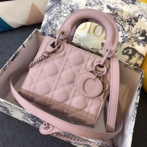 Mini Lady Dior Bag In Ultramatte Cannage Calfskin Pink