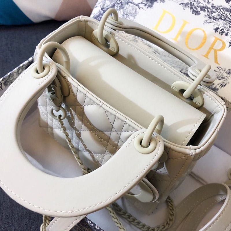 Mini Lady Dior Bag In Ultramatte Cannage Calfskin White - Image 3