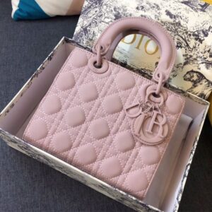 Lady Dior My ABCDior Bag In Ultramatte Cannage Calfskin Pink
