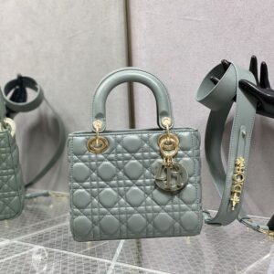 Lady Dior My ABCDior Bag In Enamel Cannage Lambskin Rock Ash