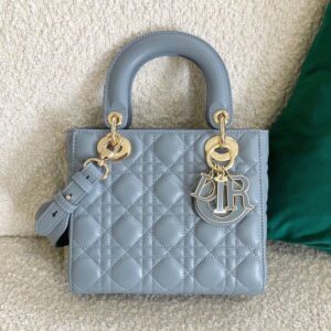 Lady Dior My ABCDior Bag In Enamel Cannage Lambskin Sky Blue