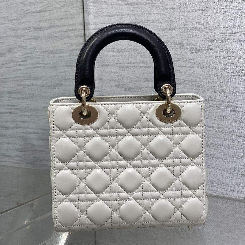 Lady Dior My ABCDior Bag In Enamel Cannage Lambskin White/Black - Image 2
