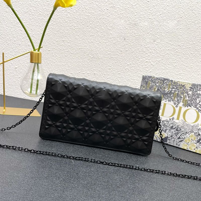 Lady Dior Pouch Ultramatte Cannage Lambskin with Diamond Motif Black - Image 2
