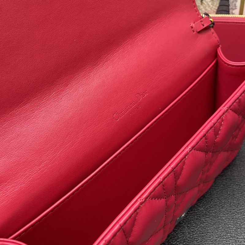 Lady Dior Pouch Emblematic Cannage Lambskin Red - Image 5