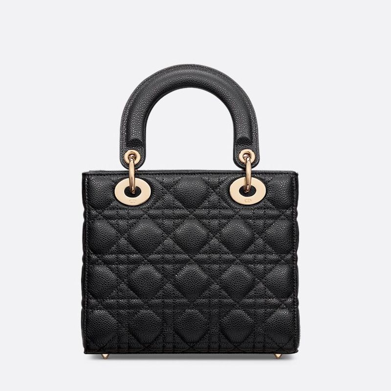 Small Lady Dior Bag In Cannage Grained Calfskin Black - Image 3