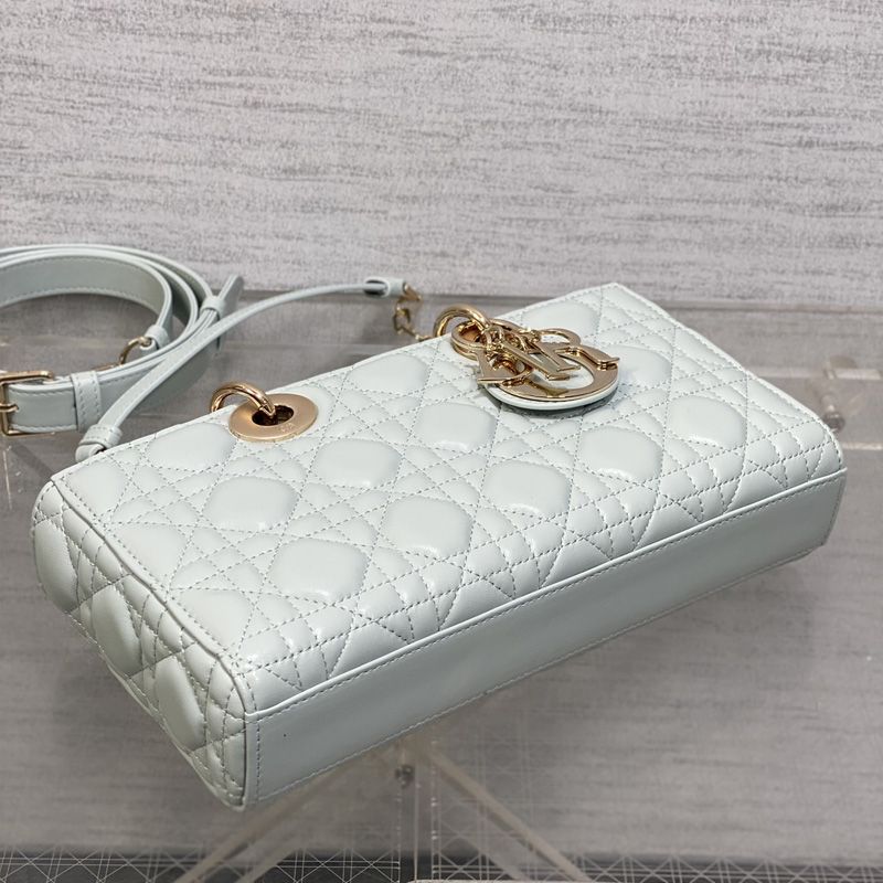 Medium Lady D-Joy Bag In Cannage Lambskin Sky Blue - Image 3