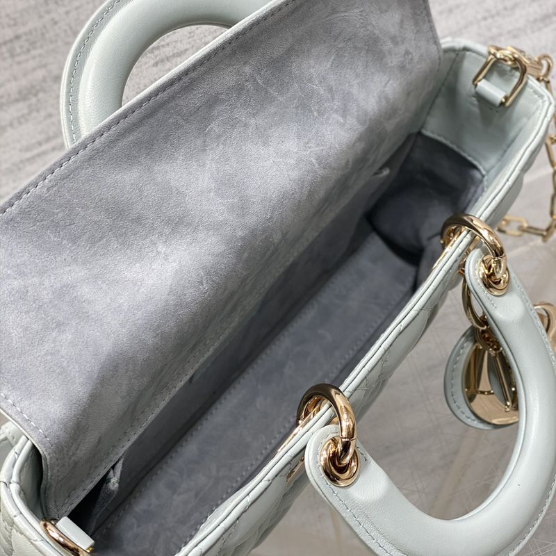 Medium Lady D-Joy Bag In Cannage Lambskin Sky Blue - Image 4