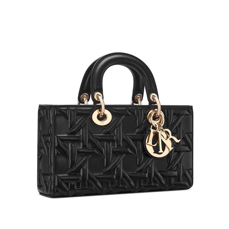 Medium Lady D-Joy Bag In Graphic Cannage Calfskin Black - Image 3