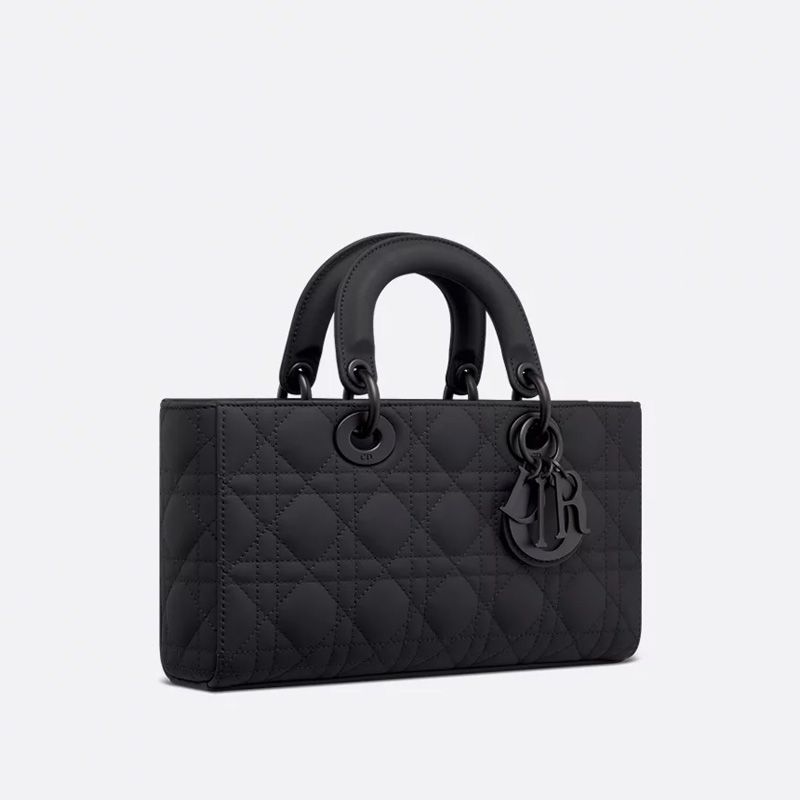 Medium Lady D-Joy Bag In Ultramatte Cannage Calfskin Black - Image 2