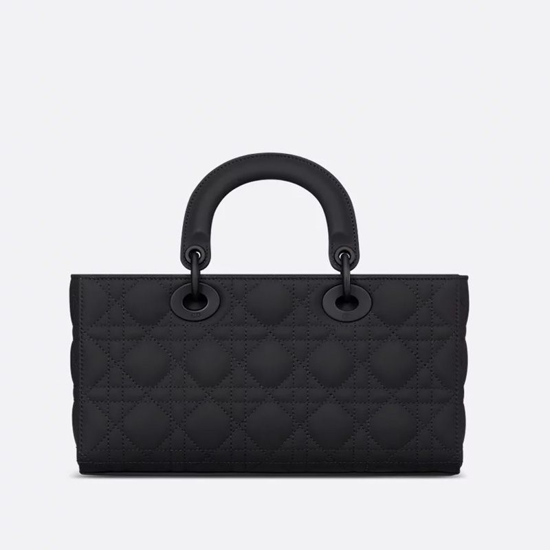 Medium Lady D-Joy Bag In Ultramatte Cannage Calfskin Black - Image 3