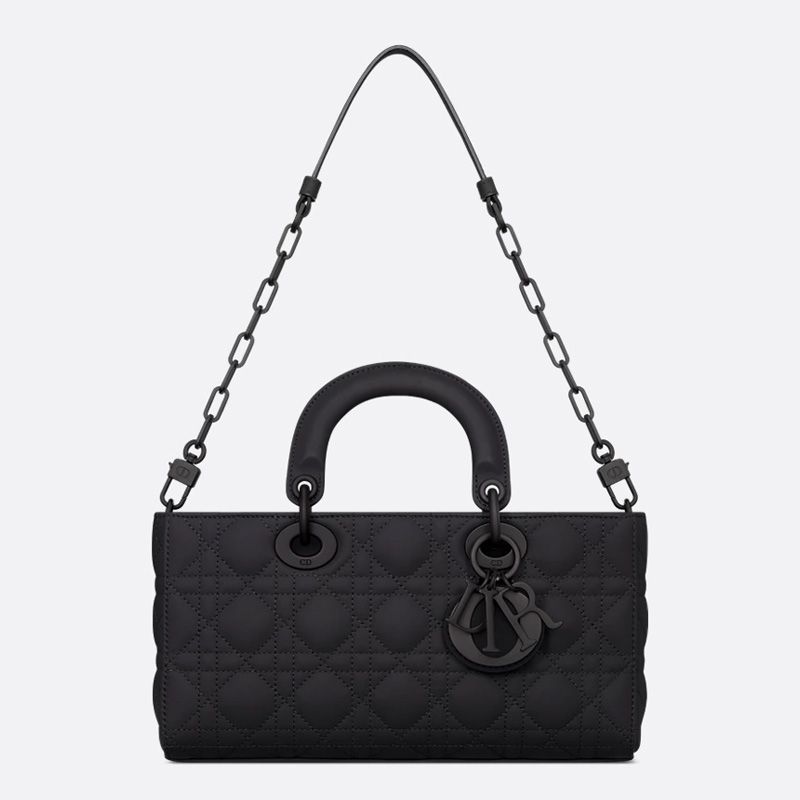Medium Lady D-Joy Bag In Ultramatte Cannage Calfskin Black - Image 5