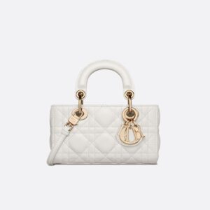 Micro Lady D-Joy Bag In Cannage Lambskin White