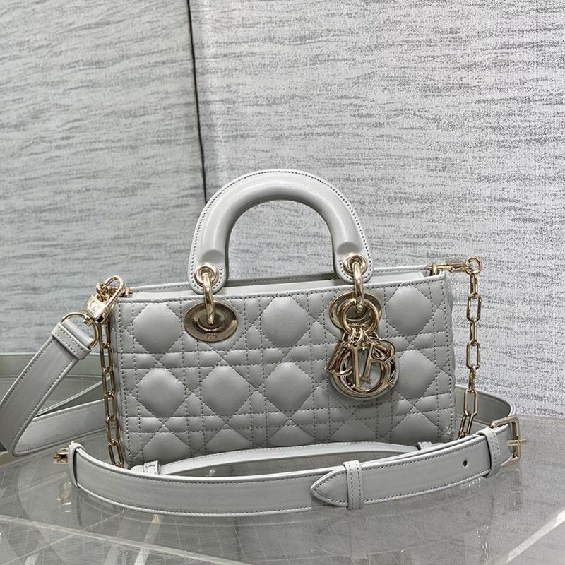 Small Lady D-Joy Bag In Cannage Lambskin Cloudy