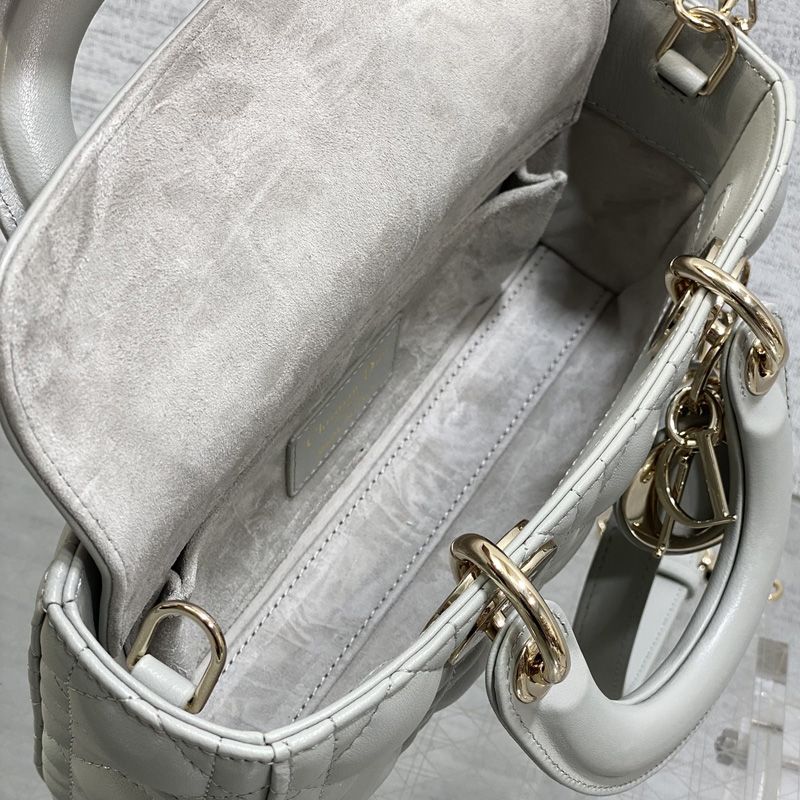 Small Lady D-Joy Bag In Cannage Lambskin Cloudy - Image 3