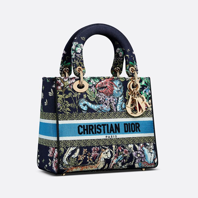 Medium Lady D-lite Bag D-Constellation Motif Canvas Blue - Image 2