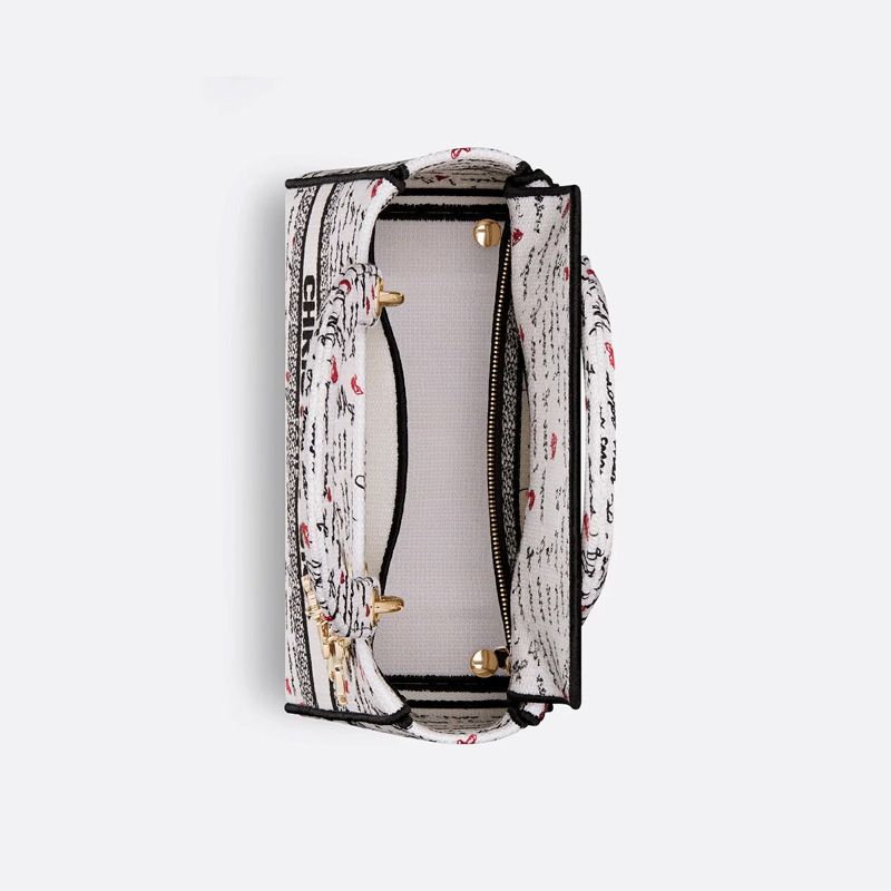 Medium Lady D-lite Bag In Dioramour Je Vous Adore Motif Canvas White - Image 4