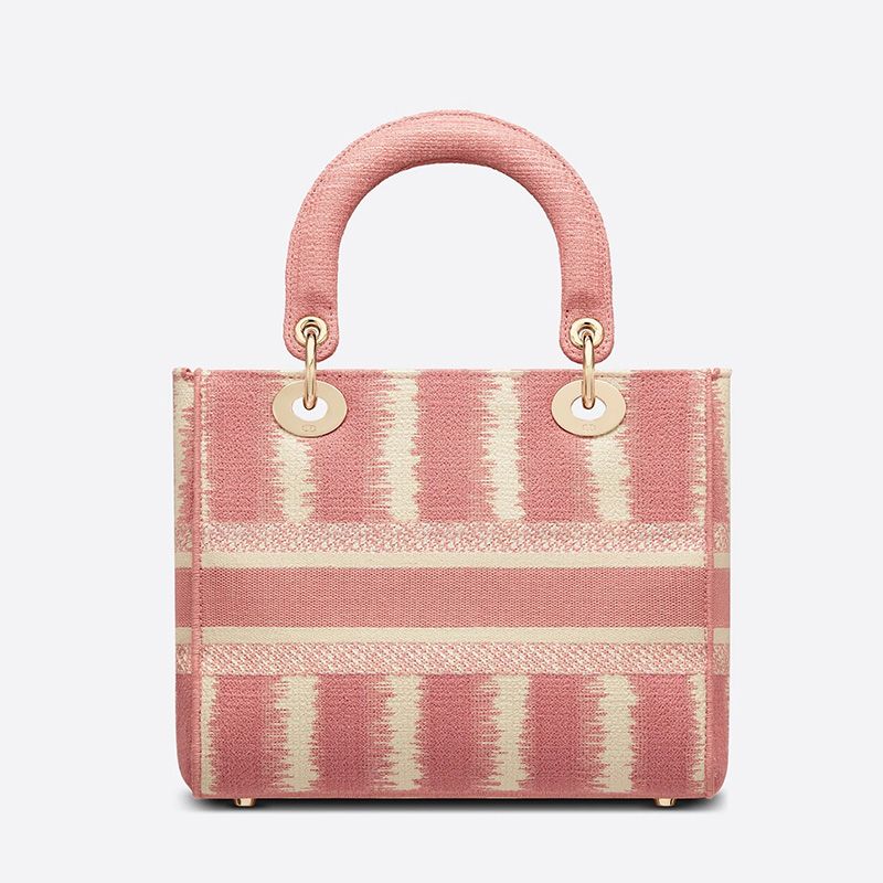 Medium Lady D-lite Bag D-Stripes Motif Canvas Pink - Image 3