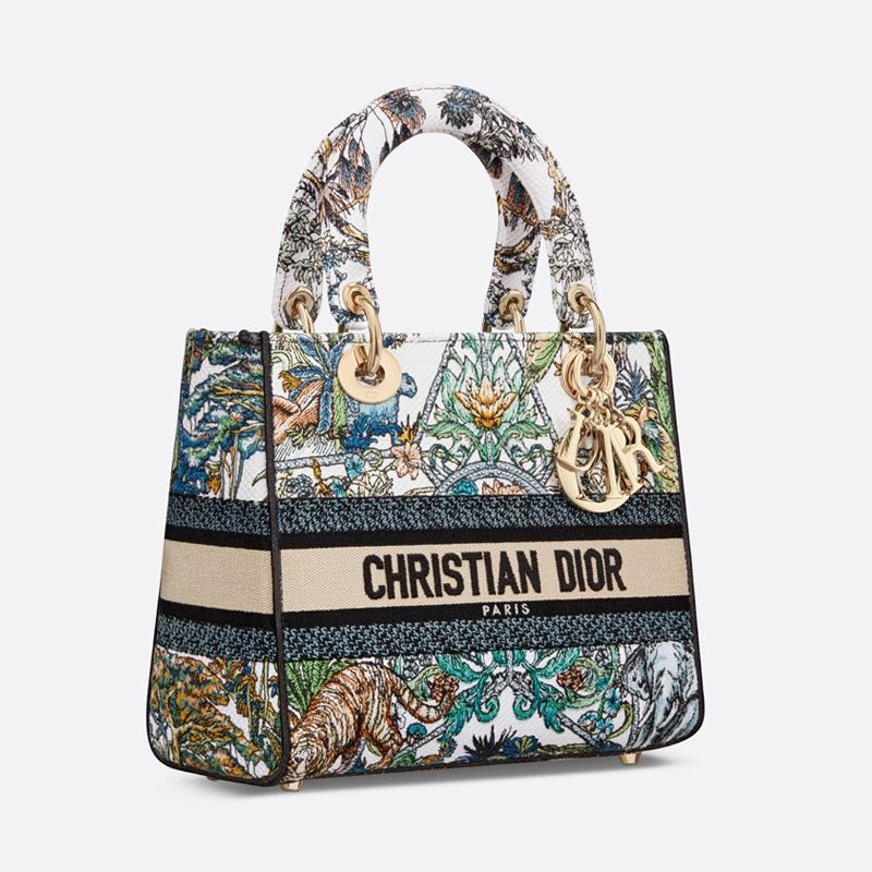 Medium Lady D-lite Bag Etoile de Voyage Motif Canvas Multicolor - Image 2