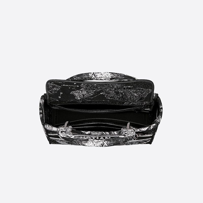 Medium Lady D-lite Bag In Toile de Jouy Zodiac Motif Canvas Black - Image 4