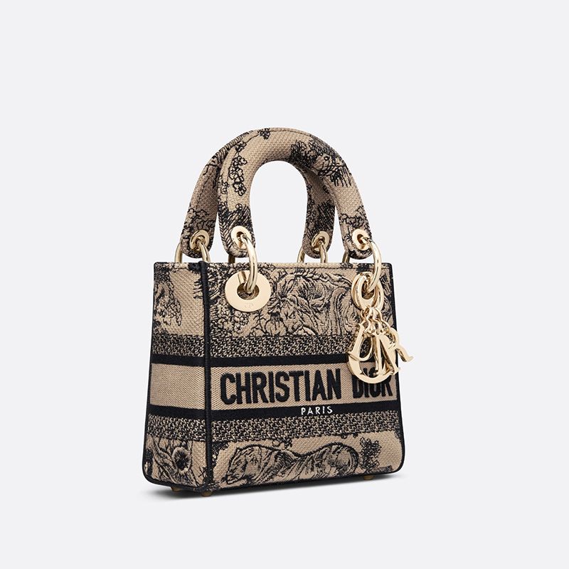 Mini Lady D-lite Bag In Toile de Jouy Motif Canvas Beige - Image 2