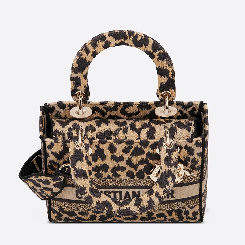 Medium Lady D-lite Bag In Mizza Motif Canvas Beige - Image 4