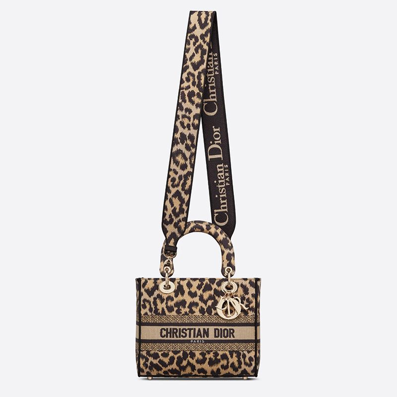 Medium Lady D-lite Bag In Mizza Motif Canvas Beige - Image 5