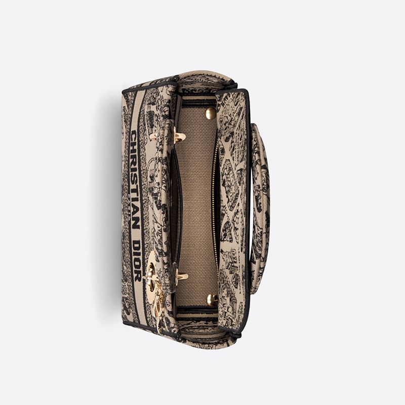 Medium Lady D-lite Bag In Plan de Paris Motif Canvas Beige - Image 4