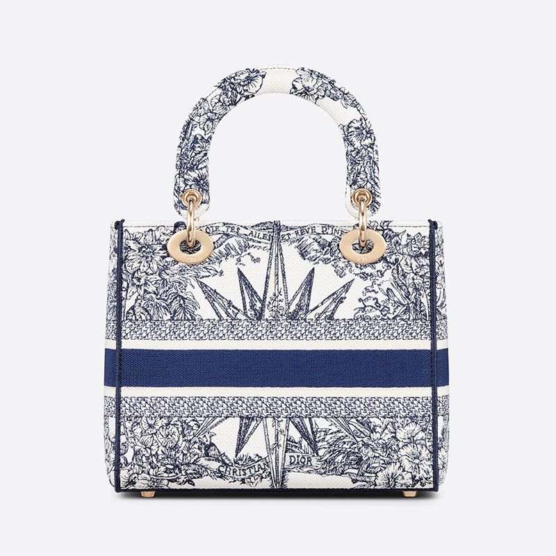 Medium Lady D-lite Bag In Reve d'Infini Motif Canvas Blue - Image 3