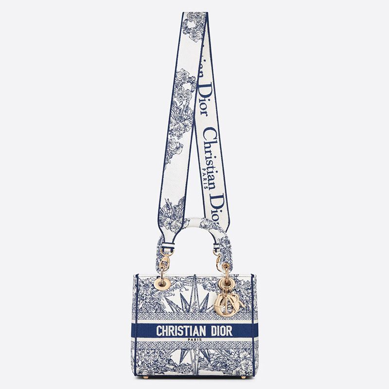 Medium Lady D-lite Bag In Reve d'Infini Motif Canvas Blue - Image 5