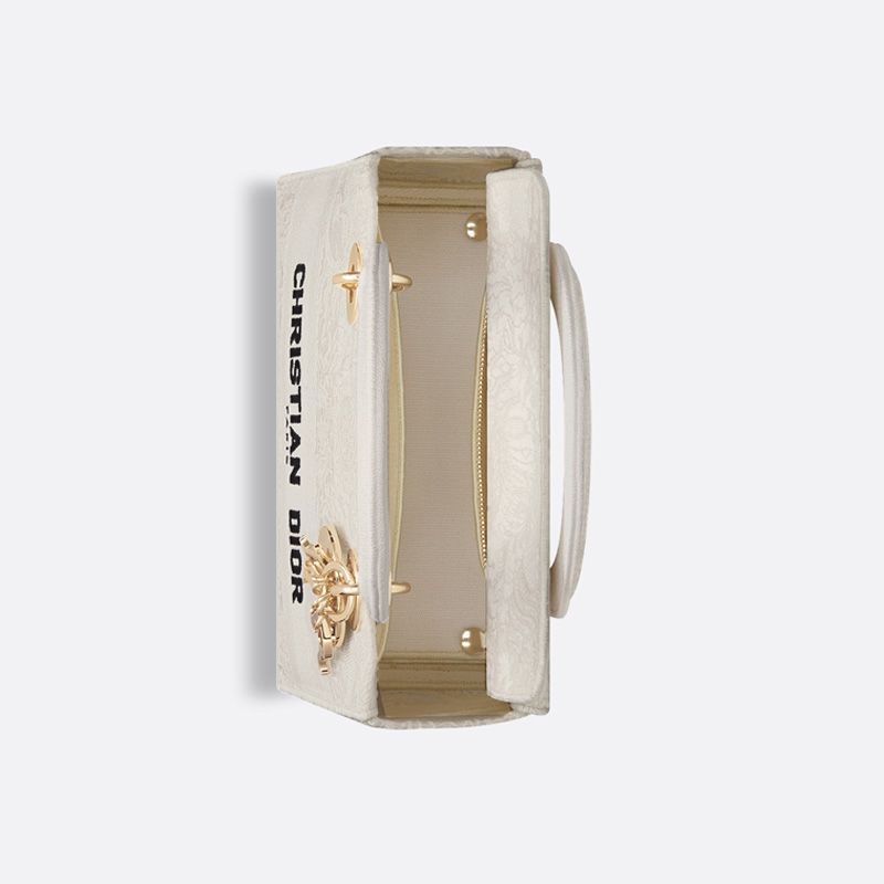 Medium Lady D-lite Bag In Toile de Jouy Soleil Motif Macrame White - Image 4